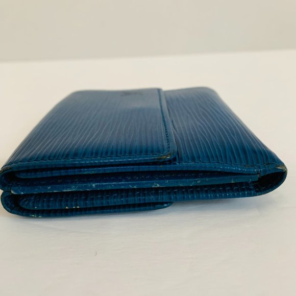 AUTH LOUIS VUITTON VINTAGE BLUE EPI LEATHER PORTE MONNAIE BILLETS WALLET  SP0926 - Picture 12 of 13